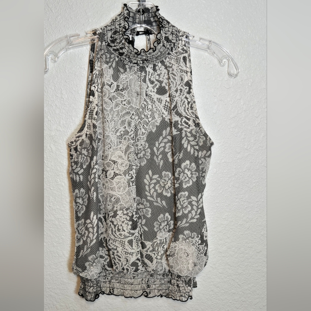 Bwear Lace Halter Top - Black and Cream